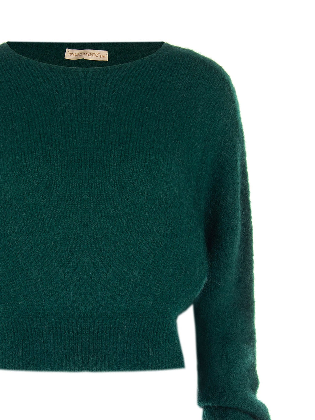 Rinascimento Petrol Green Cropped Mohair-Blend Sweater - La Rella