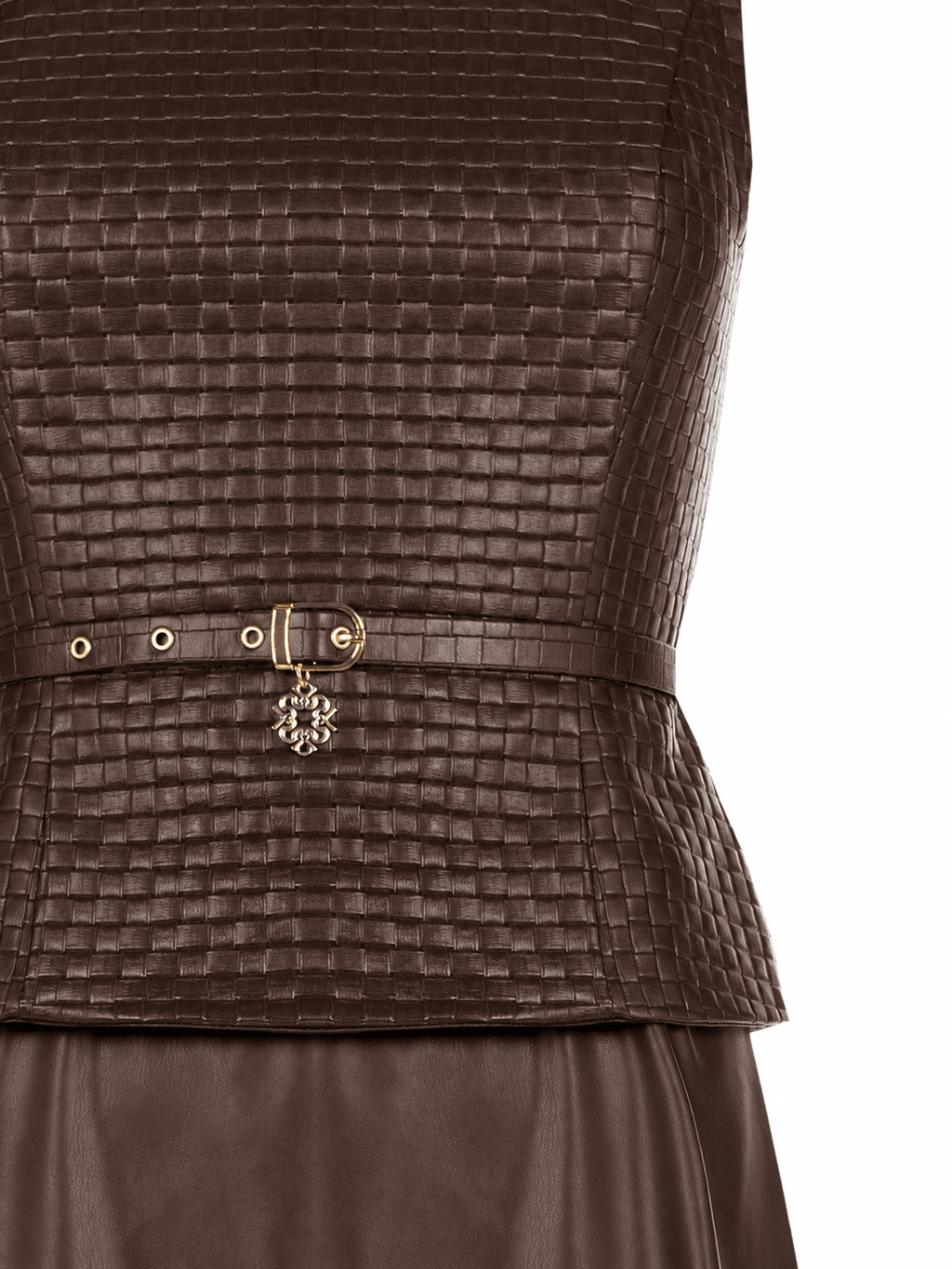 Rinascimento Showstopper Woven Faux Leather Midi Dress - La Rella