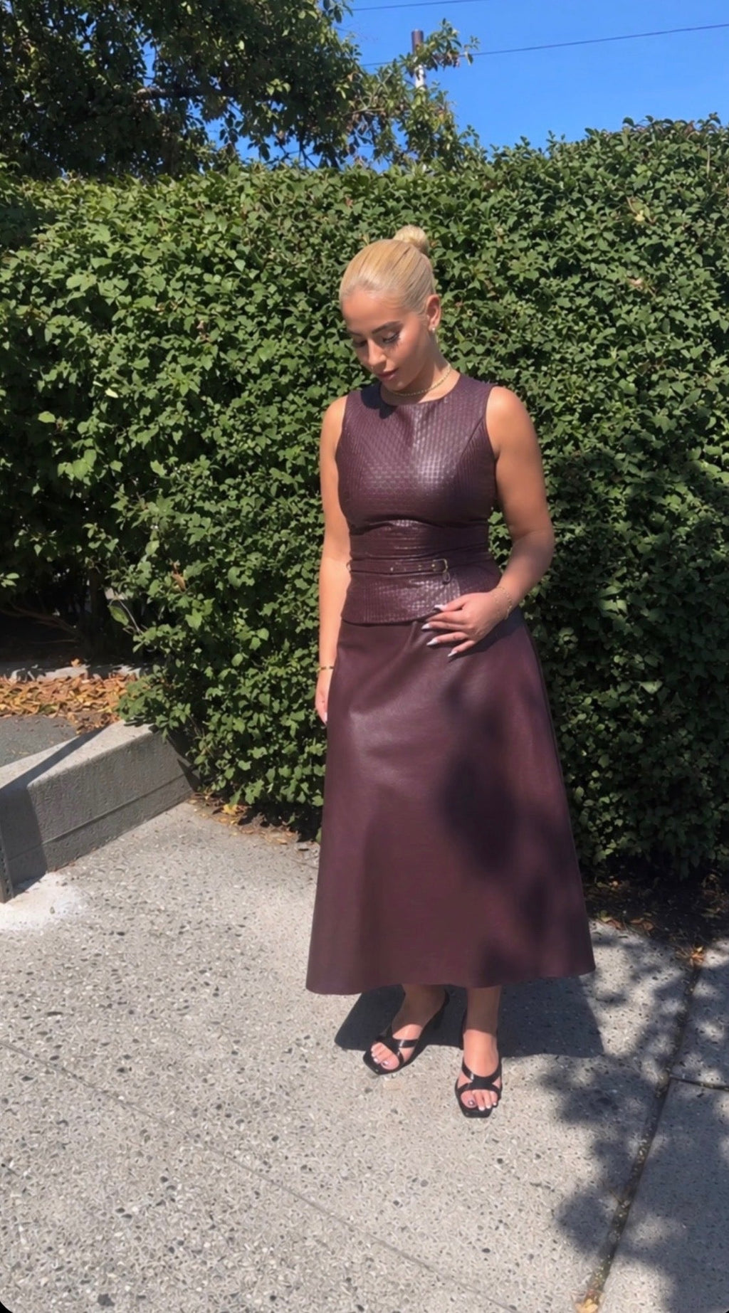 Rinascimento Showstopper Woven Faux Leather Midi Dress - La Rella