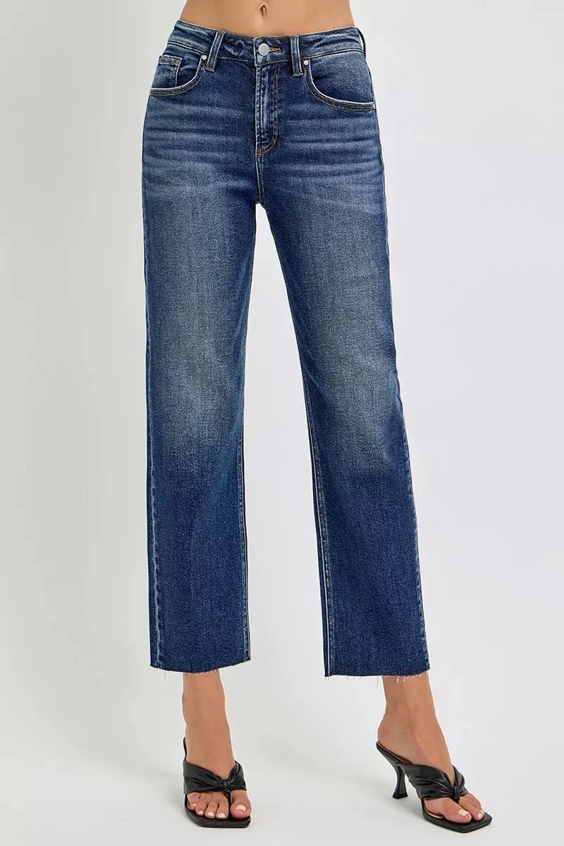 RISEN High Rise Slim Barrel Jeans - LaRella