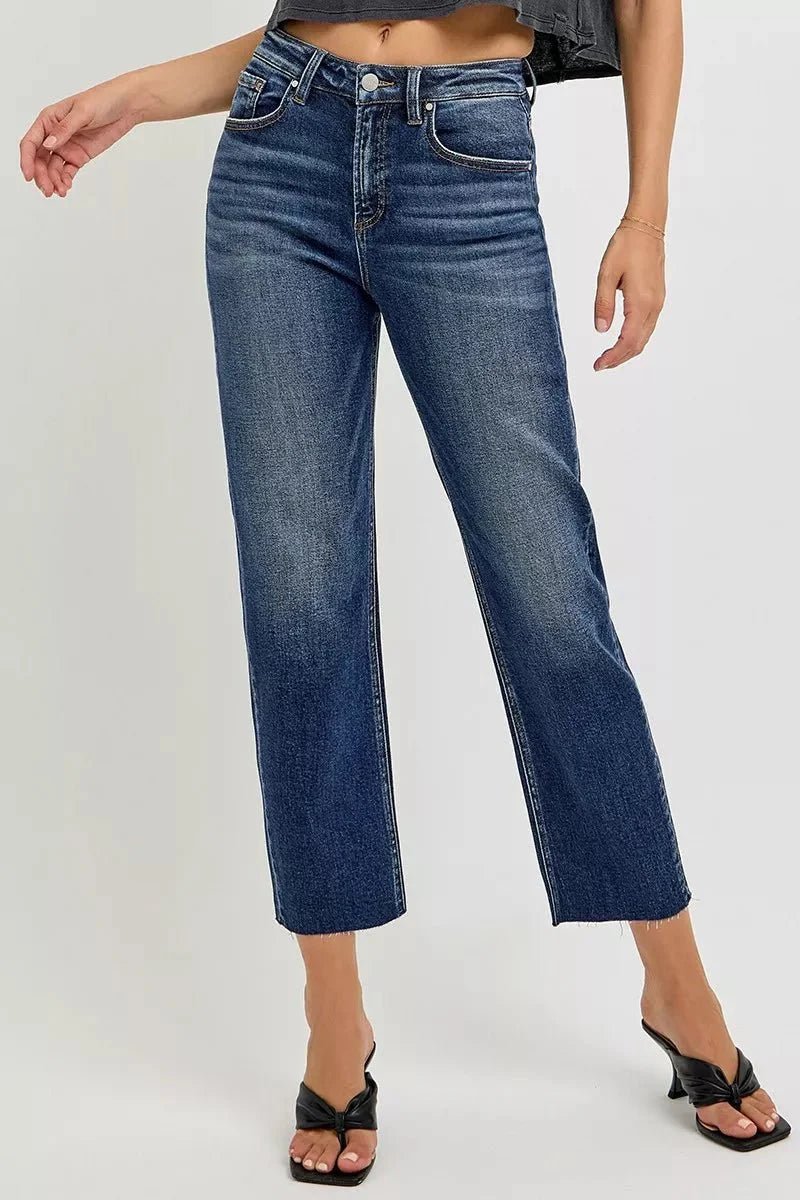 RISEN High Rise Slim Barrel Jeans - LaRella