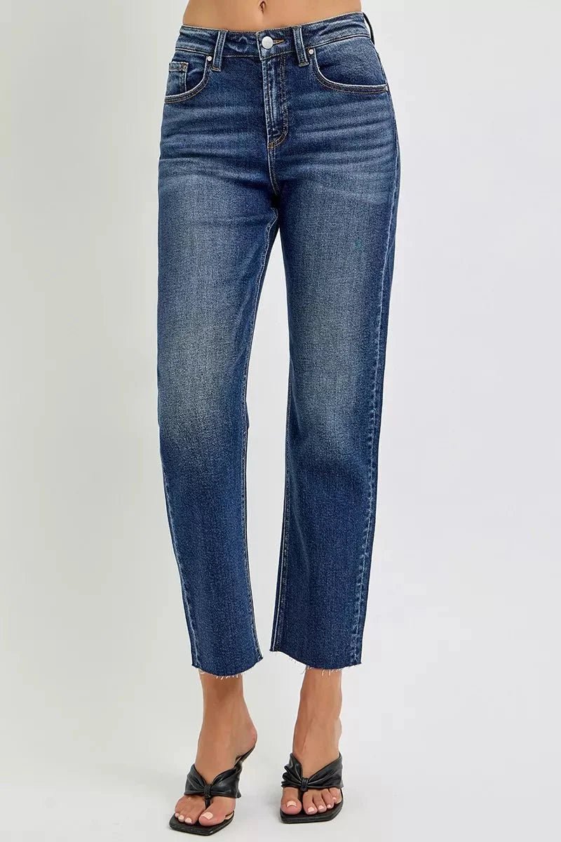 RISEN High Rise Slim Barrel Jeans - LaRella
