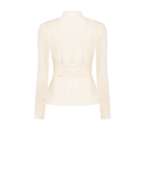 Scuba Crepe Peplum Jacket with Georgette Waistband - La Rella