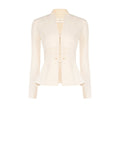Scuba Crepe Peplum Jacket with Georgette Waistband - La Rella