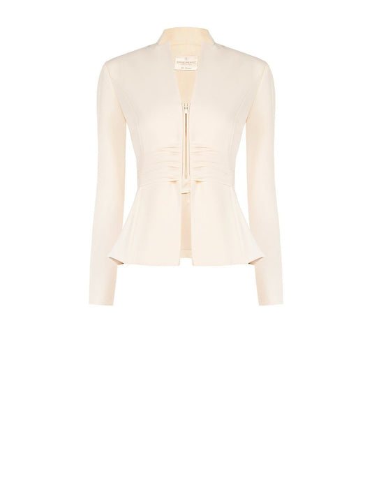 Scuba Crepe Peplum Jacket with Georgette Waistband - La Rella