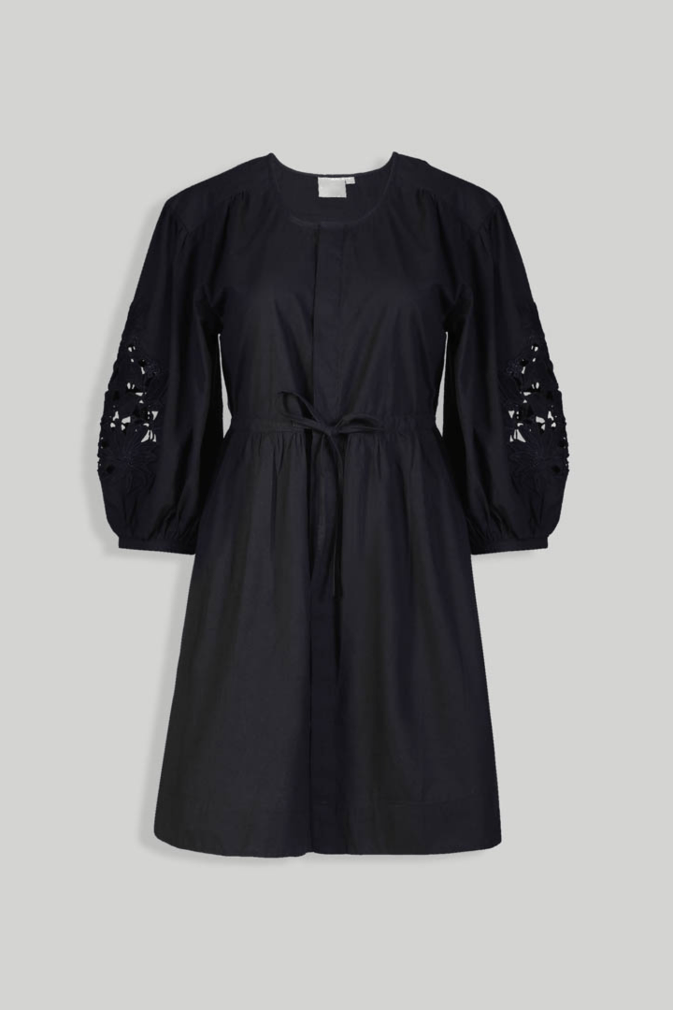 Shirt Dress with Balloon Sleeves in Black - LaRella