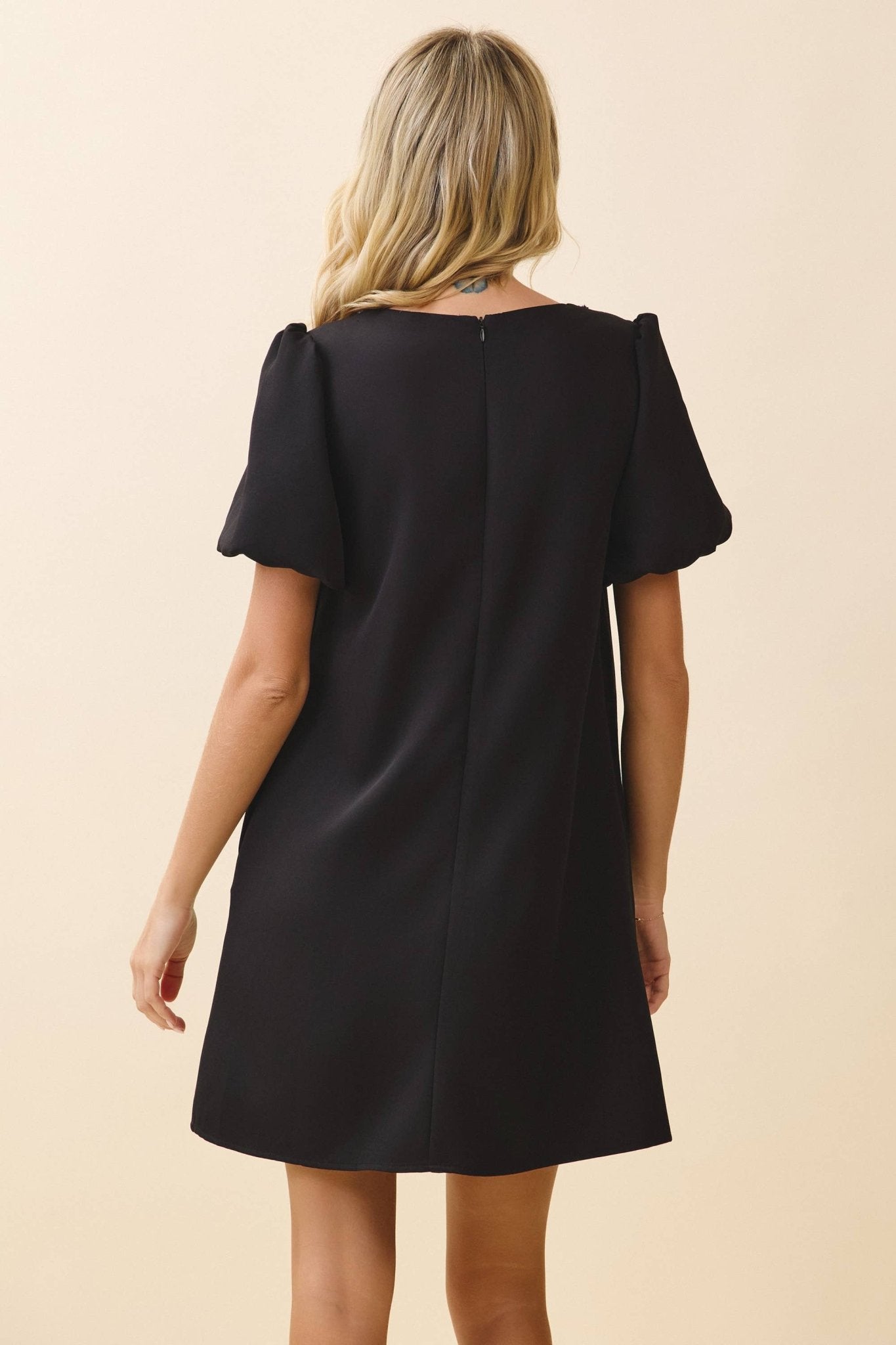 Sparkling Crystal Bow Trim A Line Mini Dress - LaRella