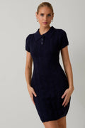 Sunday Edition by LE LIS - COLLAR SCALLOP DETAIL CABLE KNIT SWEATER MIDI DRESS - LaRella