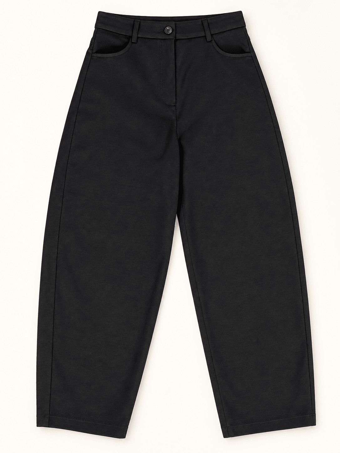 Tensione In Black Relaxed Leg Trousers - La Rella