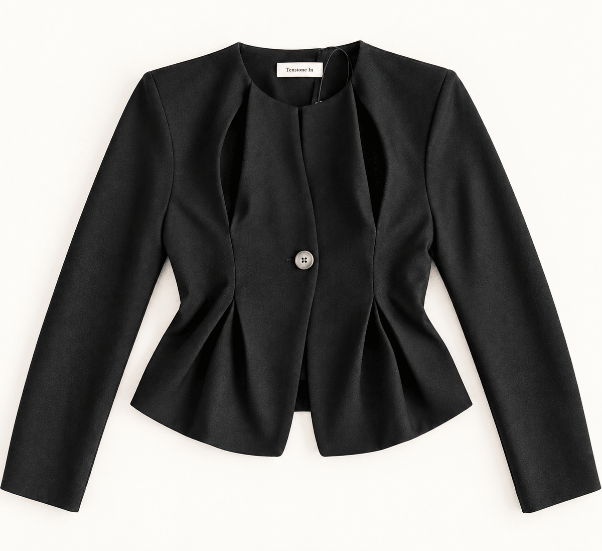 Tensione In Sculpted Pleat Single-Button Jacket – Black - La Rella