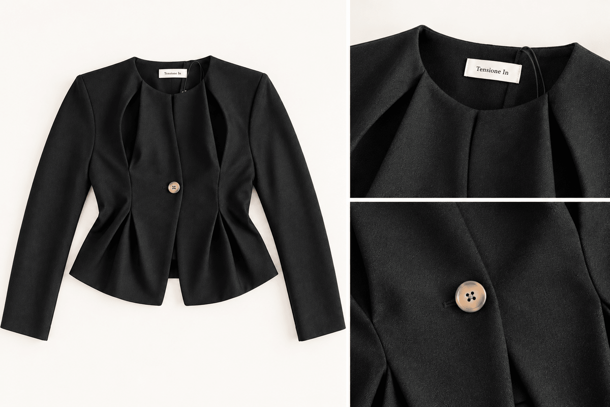 Tensione In Sculpted Pleat Single-Button Jacket – Black - La Rella