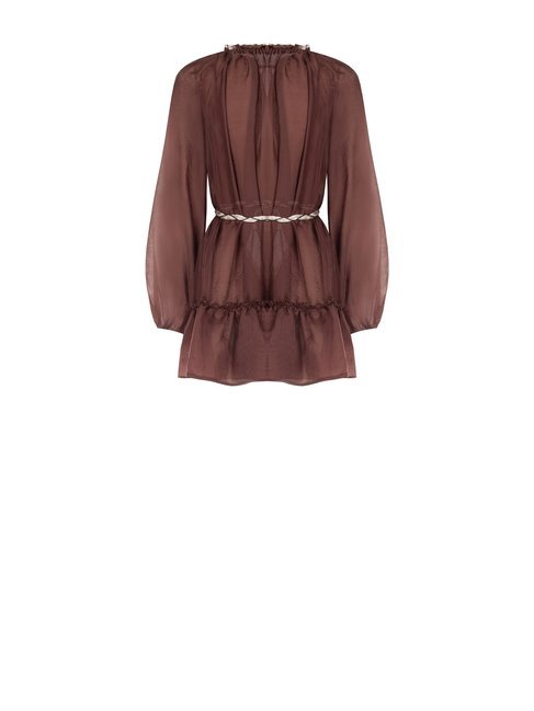 The Alessandra Ruffled Mini Dress & Tunica – Espresso - La Rella