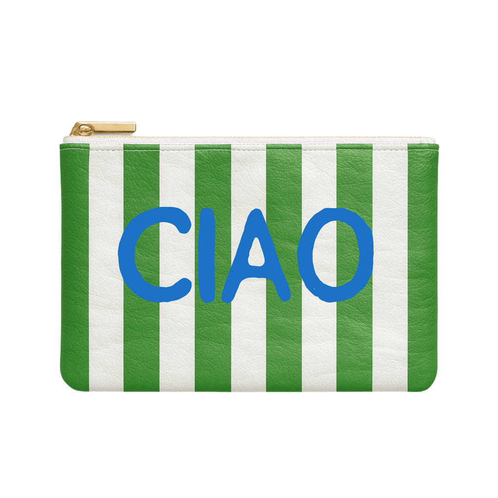 The Amalfi "Ciao" Travel Pouch - Green & White - La Rella