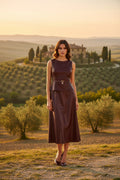 The Showstopper — Woven Faux Leather Midi Dress - La Rella