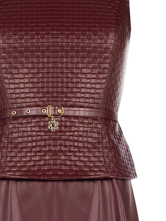 The Showstopper — Woven Faux Leather Midi Dress - La Rella