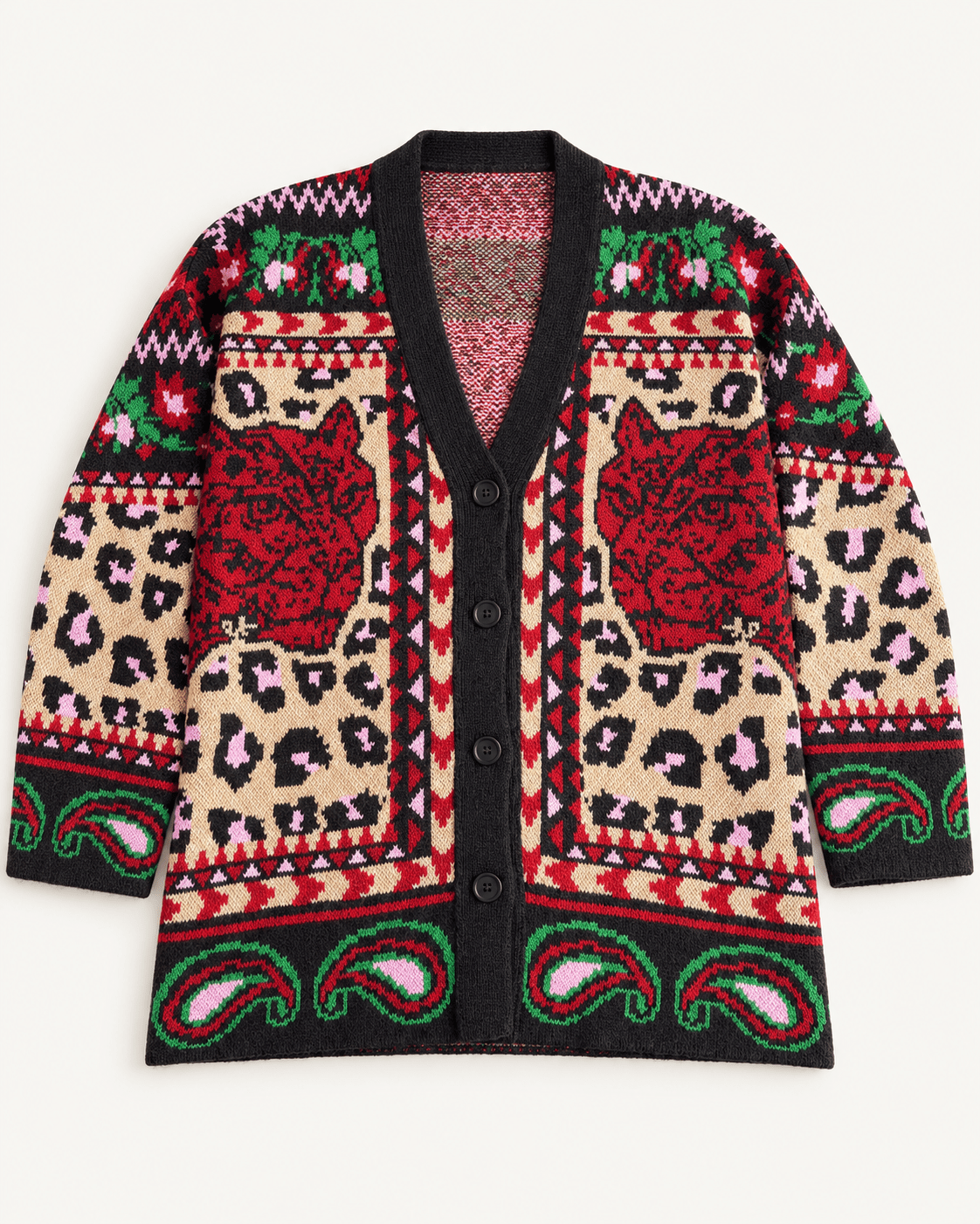 Tiger Print Knit Cardigan - La Rella