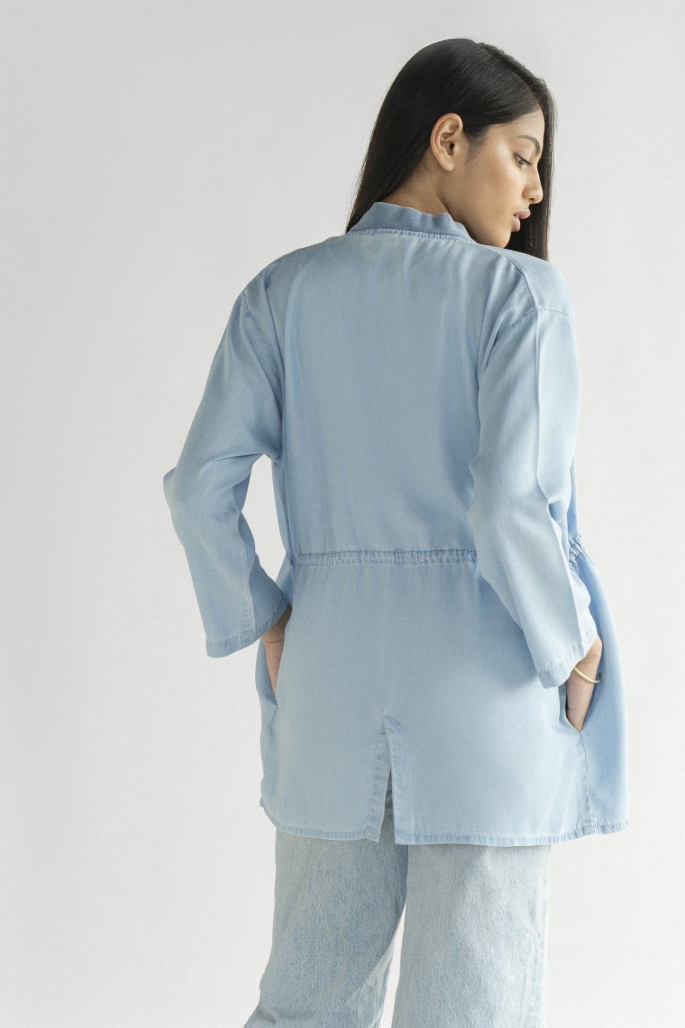 Travel Light Denim Jacket in Ocean Blue - LaRella