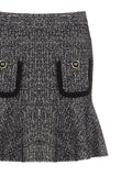 Rinascimento black and ivory tweed ruffle-hem mini skirt – view 1 – La Rella