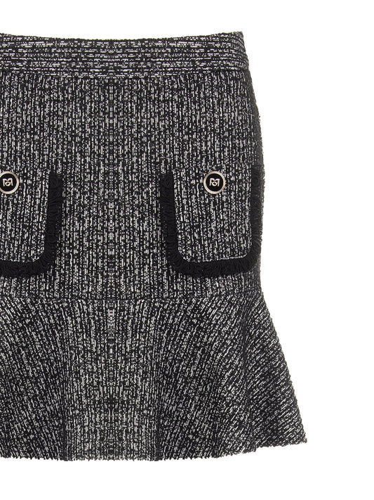 Tweed Ruffle-Hem Mini Skirt - La Rella