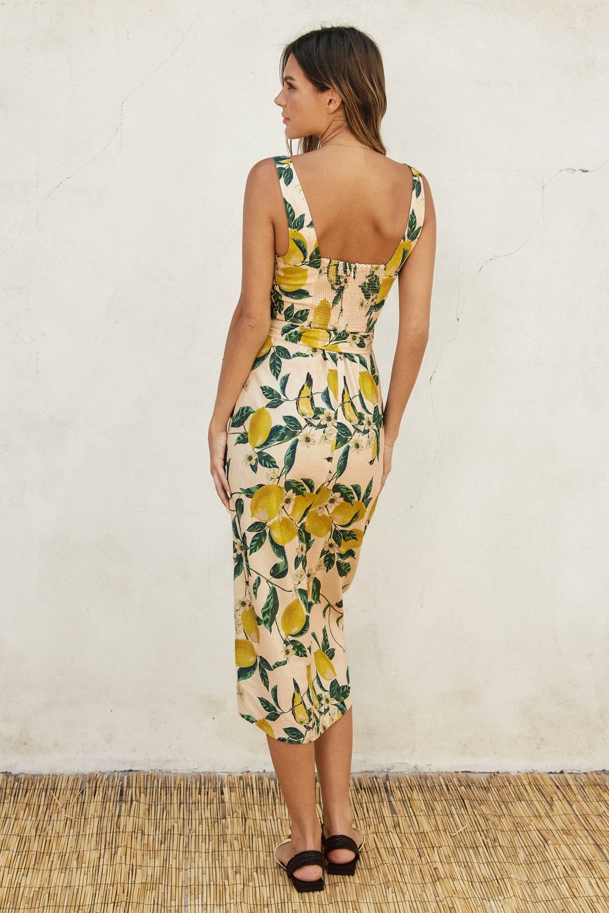 Vintage Lemonade Tulip Hem Midi Wrap Dress - La Rella