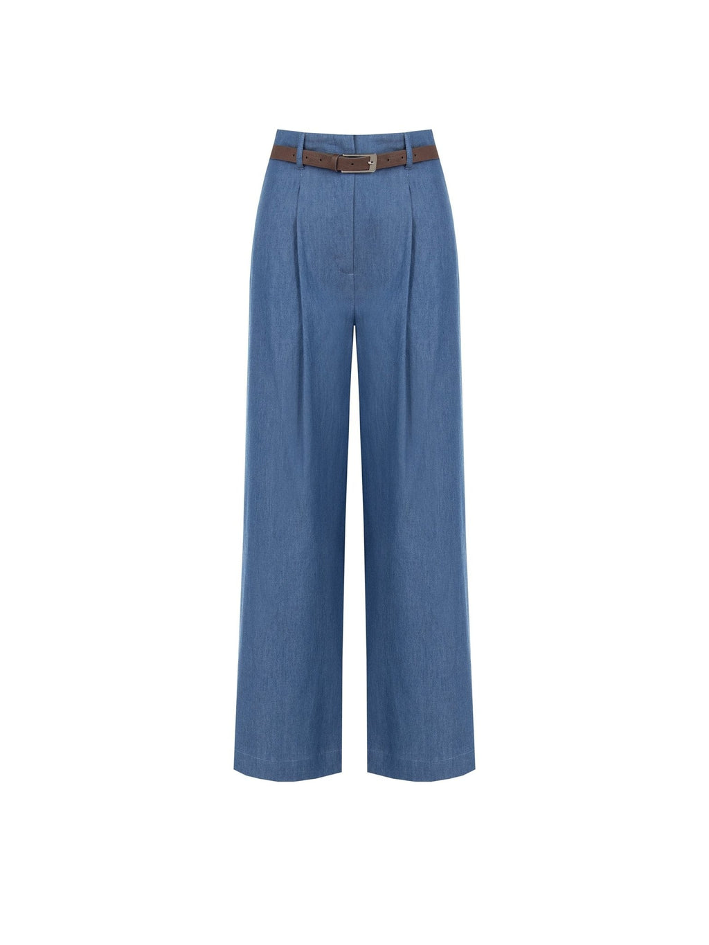 Wide-Leg Cotton Pants with Belt - La Rella