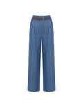 Wide-Leg Cotton Pants with Belt - La Rella