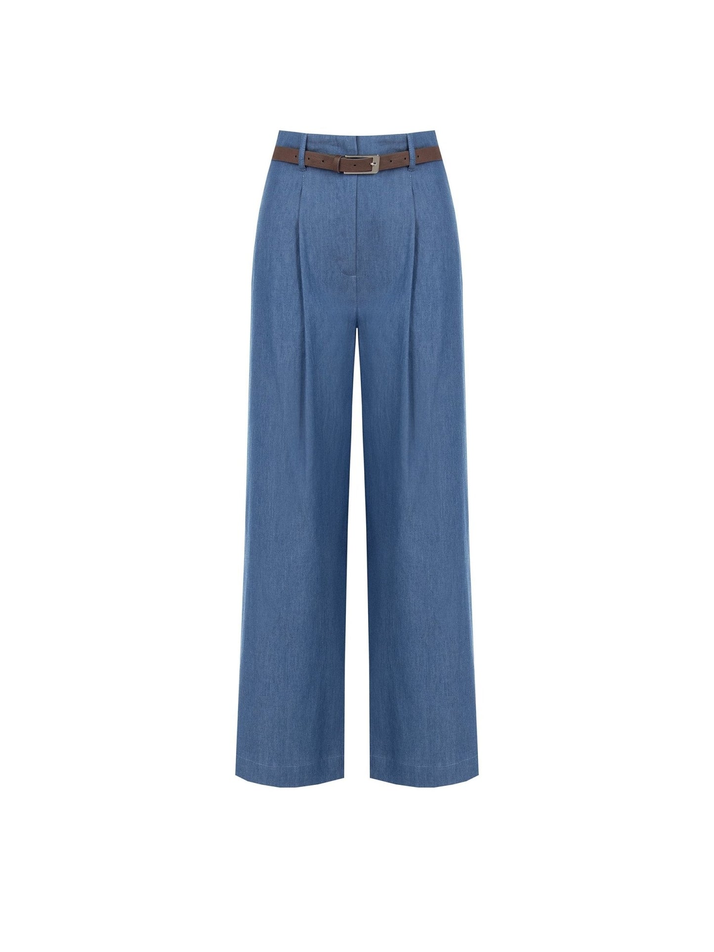 Wide-Leg Cotton Pants with Belt - La Rella