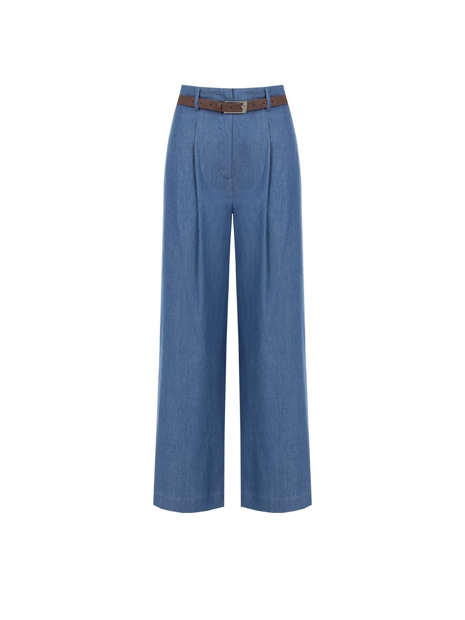 Wide-Leg Cotton Pants with Belt - La Rella