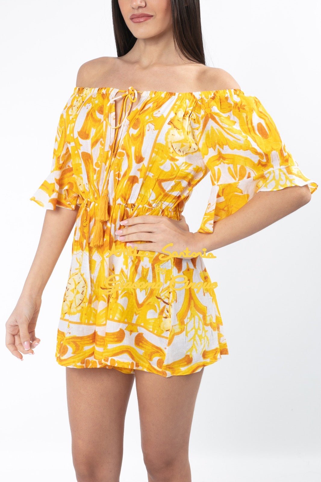 Yellow and White Romper - La Rella