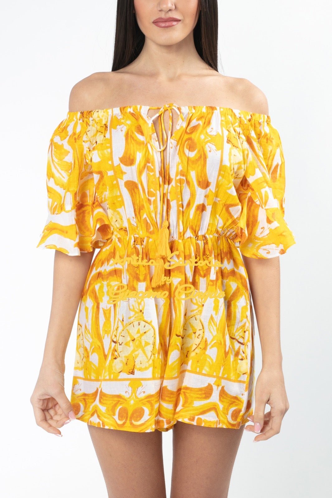 Yellow and White Romper - La Rella